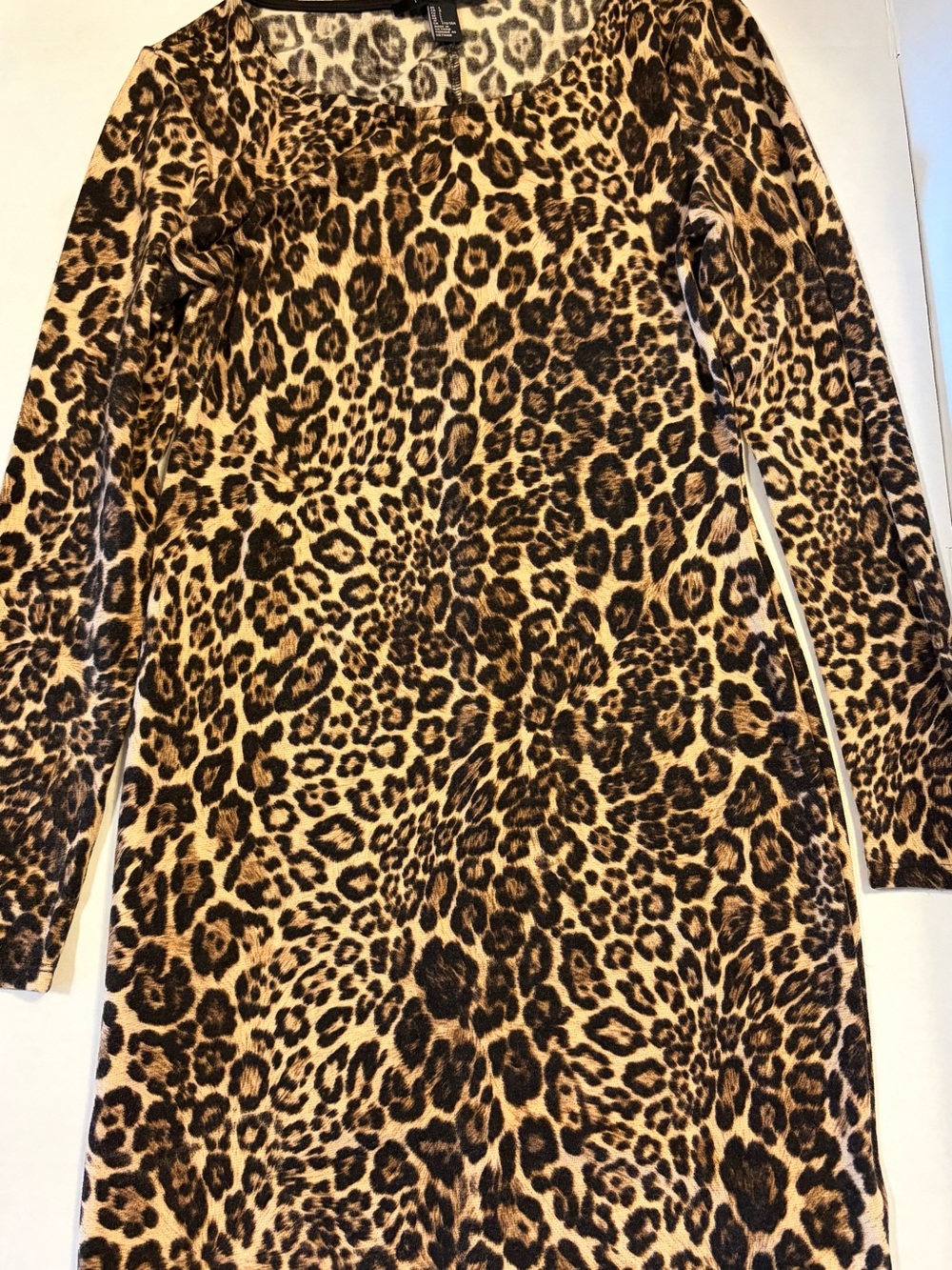 Forever 21 Leopard-Print Long Sleeve Mini Dress - Tan & Black